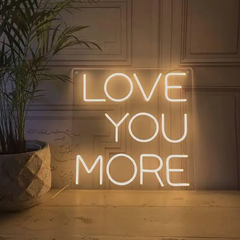 LED вивіска "LOVE YOU MORE", неонова вивіска для весілля, неонові надписи