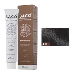 4/18 Краска для волос Kaaral BACO color collection - коричневый пепельно-каштановый, 100 мл.