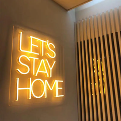 LED вывеска "LET'S STAY HOME", неоновая табличка с надписью, неоновая вывеска