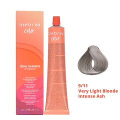 9/11 Крем-краска для волос INEBRYA COLOR на семенах льна - Интенсивный пепельный блондин, 100 мл.