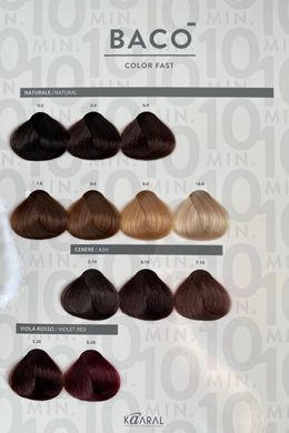 Палитра Цветов Kaaral Baco Color Fast 10 MIN, фарбкарта Kaaral Baco Color Fast 10 MIN