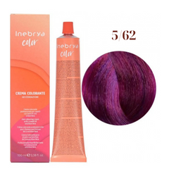 5/62 Крем-фарба для волосся INEBRYA Color &mdash; Світлий каштан інтенсивний червоно-фіолетовий з насінням льону та алое вера, 100 мл