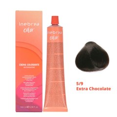 5/9 Крем-фарба для волосся INEBRYA COLOR на насінні льону і алое віра - Екстра шоколад, 100 мл.