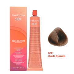6/0 Крем-краска для волос INEBRYA COLOR на семенах льна и алоэ вера - Тёмно-русый, 100 мл.