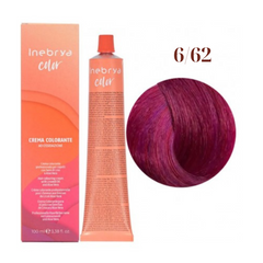 6/62 Крем-фарба для волосся INEBRYA Color &mdash; Темно-русявий інтенсивний червоно-фіолетовий з насінням льону та алое вера, 100 мл