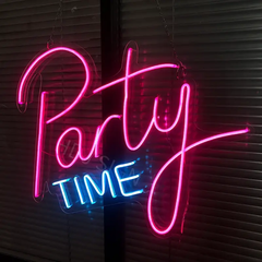LED вивіска "Party Time", неонова вивіска для бізнесу, неонова табличка з написом