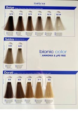 Палитра Цветов INEBRYA BIONIC COLOR, фарбкарта INEBRYA BIONIC COLOR