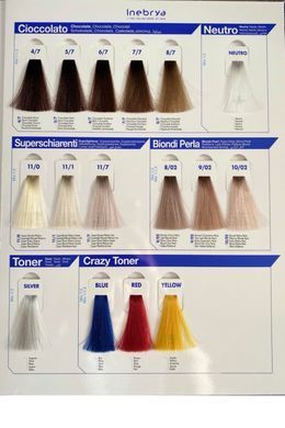 Палитра Цветов INEBRYA BIONIC COLOR, фарбкарта INEBRYA BIONIC COLOR