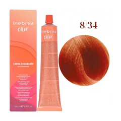 8/34 Крем-фарба для волосся INEBRYA Color &mdash; Світлий блонд золотисто-мідний з насінням льону та алое вера, 100 мл