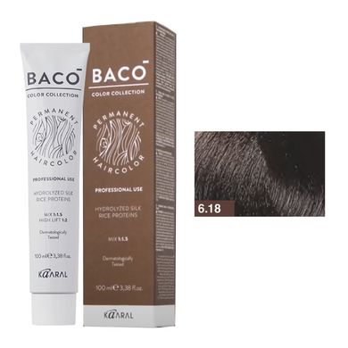 6/18 Краска для волос Kaaral BACO color collection - темный блондин пепельно-коричневый, 100 мл.