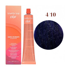 4/10 Крем-фарба для волосся INEBRYA Color &mdash; шатен з глибоким синьо-попелястим відтінком, з насінням льону та алое вера, 100 мл