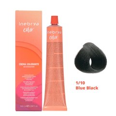 1/10 Крем-краска для волос INEBRYA COLOR на семенах льна и алоэ вера - Сине-чёрный, 100 мл.