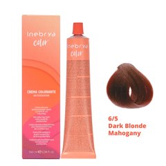 6/5 Крем-краска для волос INEBRYA COLOR на семенах льна и алоэ вера - Тёмно-русый махагон, 100 мл.