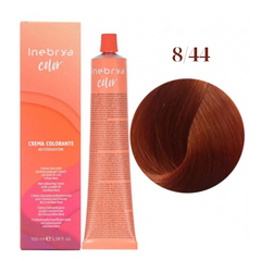 8/44 Крем-фарба для волосся INEBRYA Color &mdash; Світлий блонд інтенсивно-мідний з насінням льону та алое вера, 100 мл