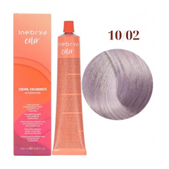 10/02 Крем-фарба для волосся INEBRYA Color &mdash; Світлий блонд перлово-попелястий з насінням льону та алое вера, 100 мл
