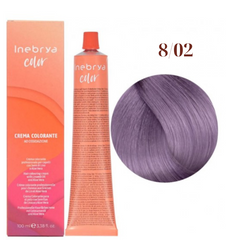 8/02 Крем-фарба для волосся INEBRYA Color &mdash; Світло-русявий натуральний фіолетовий з насінням льону та алое вера, 100 мл