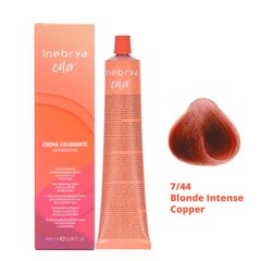 7/44 Крем-краска для волос INEBRYA COLOR на семенах льна и алоэ вера - Русый интенсивно-медный, 100 мл.