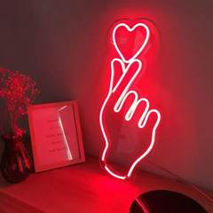 LED вывеска "Рука и сердце", неоновая вывеска декоративная