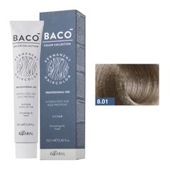 8/01 Краска для волос Kaaral BACO color collection - светлый натуральный пепельный блондин, 100 мл.