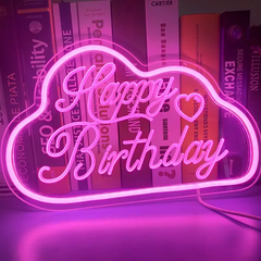 LED вывеска "Happy Birthday", неоновая вывеска на день рождения, неоновая надпись