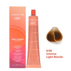 8/00 Крем-фарба для волосся INEBRYA COLOR на насінні льону і алое віра - Інтенсивний світло-русявий, 100 мл.