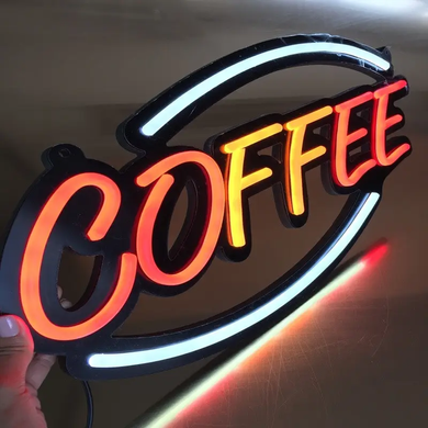 LED вивіска "COFFEE", неонова вивіска для кав'ярні, неонова табличка, 57x30 см