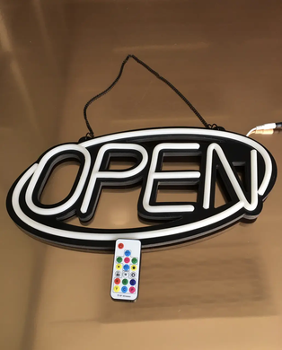 LED вивіска "OPEN", неонова вивіска для бізнесу мультиколор, неонова табличка, 49x24 см