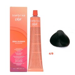 4/9 Крем-краска для волос INEBRYA COLOR на семенах льна и алоэ вера - Тёмный шоколад, 100 мл.