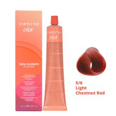 5/6 Крем-краска для волос INEBRYA COLOR на семенах льна и алоэ вера - Светлый каштан огненно-рыжий, 100 мл.
